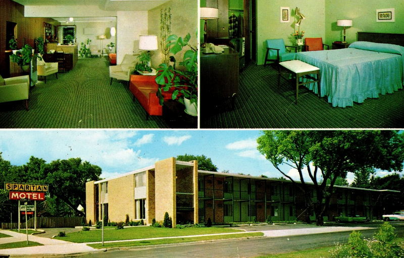 Downtown Inn (Spartan Motel, Spartan Inn) - Vintage Postcard (newer photo)